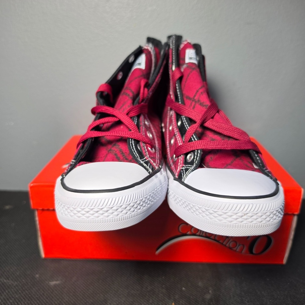 Men's Size 10 Collection'O Sport Shoes H-6041 Dark Red Black Canvas High Top - Picture 3 of 11